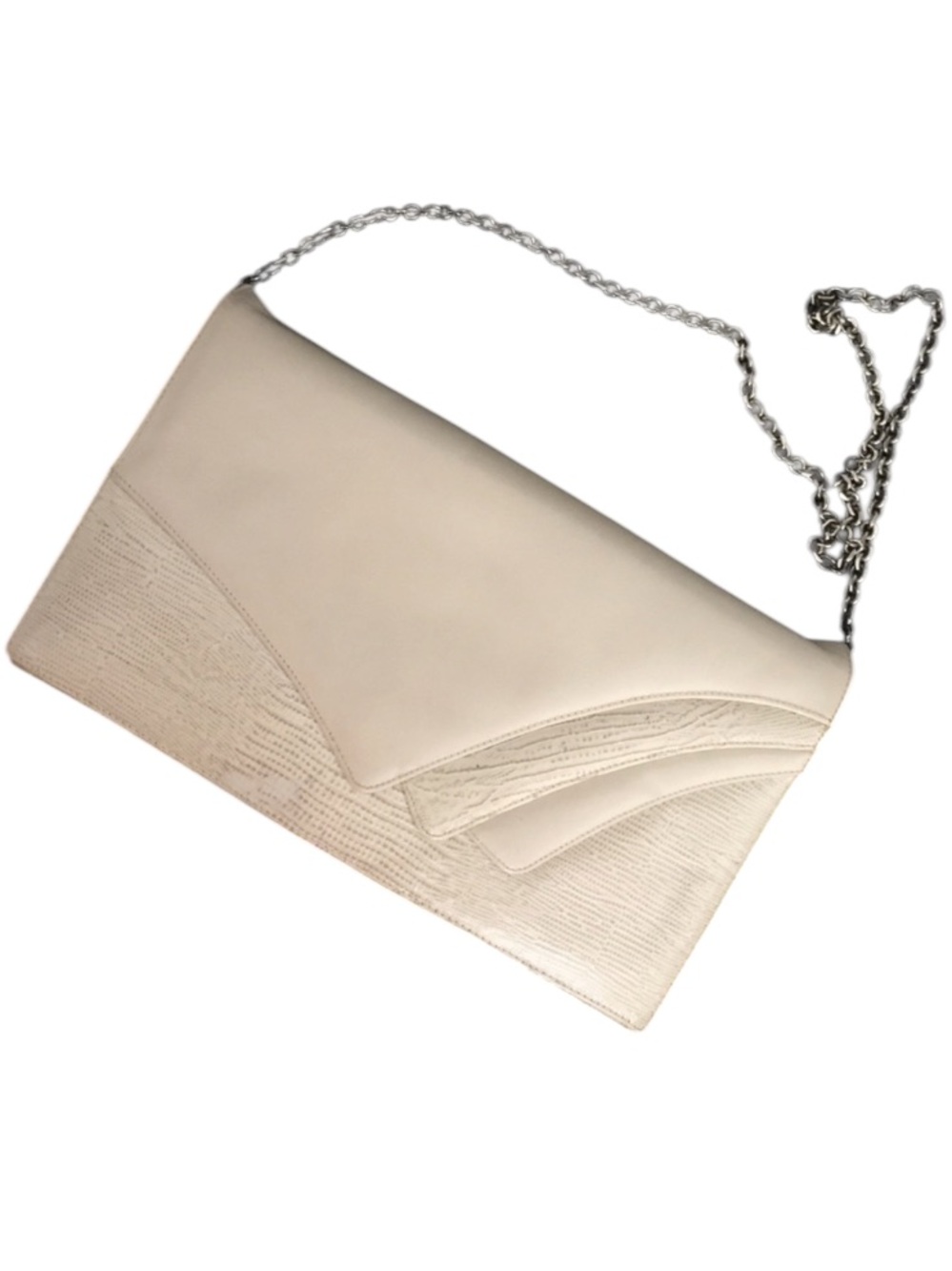 Vintage Cream Snakeskin Embossed Clutch Crossbody